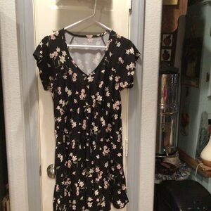 No Boundaries Black Floral Scoop Neck Tank Dress